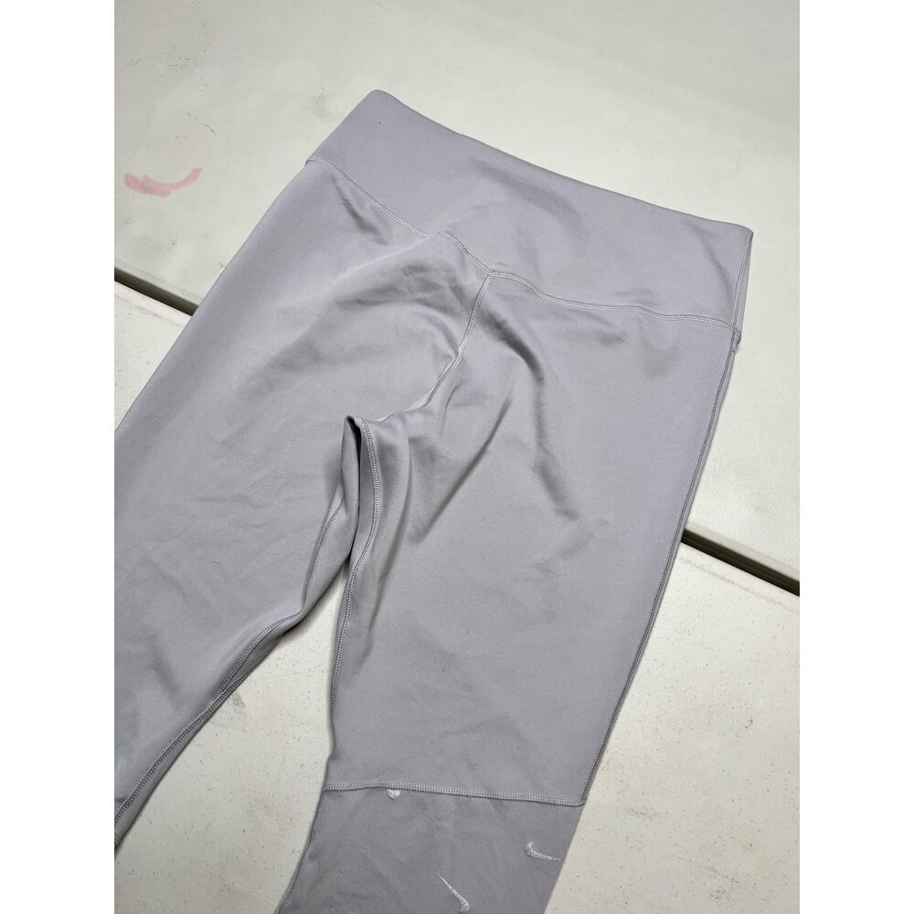 Nike DRI-FIT SWOOSH 7/8 LEGGINGS IN GRAY-GREY women size Large - gym workout - Picture 6 of 11
